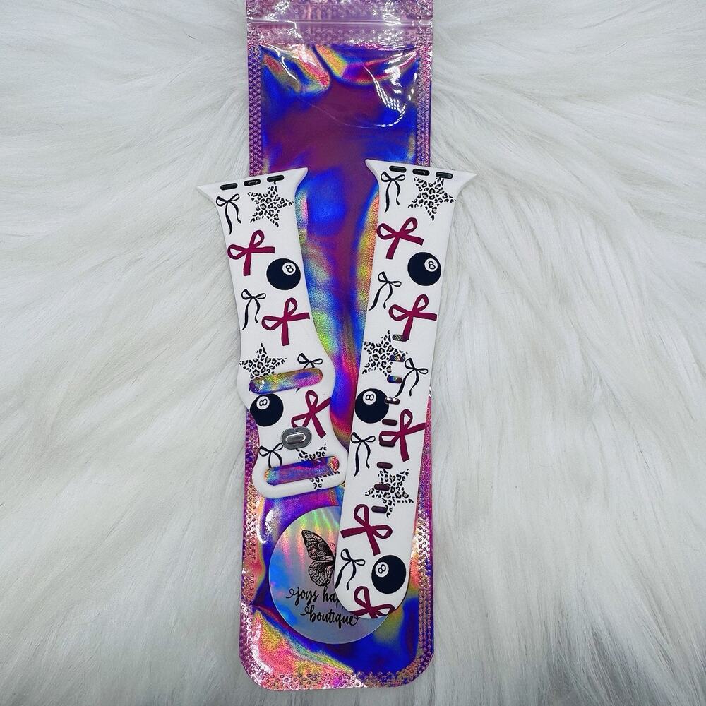 New Pink Bow & Stars Design Watch Band For Apple Watch 38mm / 40mm / 41mm